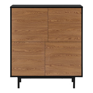 Commode Gnosjö à 4 Portes 93 x 80 x 30 cm Noir Effet Bois Foncé [en.casa]