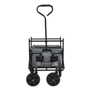 Chariot d'Extérieur Pliable avec Toit pour Jardin à 4 Roues 104 x 52 x 117 cm Noir Gris Foncé pro.tec