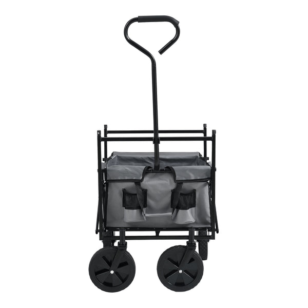 Chariot d'Extérieur Pliable avec Toit pour Jardin à 4 Roues 104 x 52 x 117 cm Noir Gris Foncé pro.tec