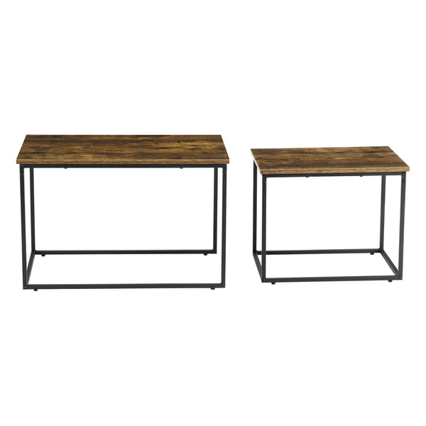 Set de 2 tables basses gigognes Härnösand effet bois foncé [en.casa]