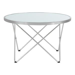 Couchtisch Nikkeby Metallgestell Silber/Milchglasoptik [en.casa]