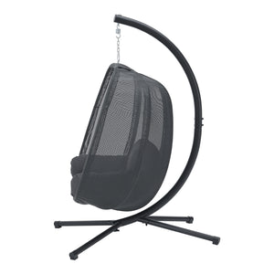 Poltrona Uovo Sospesa Abegondo incl. Struttura di Supporto e Cuscini - Grigio Scuro [en.casa]