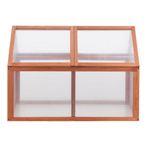 Châssis de jardin Duiven toiture relevable à 2 pans en polycarbonate et pin 100 x 55 x 41-70 cm  [casa.pro]