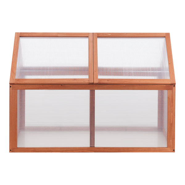 Châssis de jardin Duiven toiture relevable à 2 pans en polycarbonate et pin 100 x 55 x 41-70 cm  [casa.pro]
