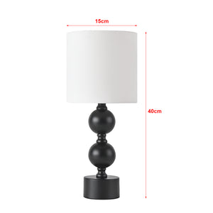 Lampada da Tavolo 'Wrexham' Base in Metallo Nero, Paralume / Abat-jour in Tessuto Bianco [lux.pro] 