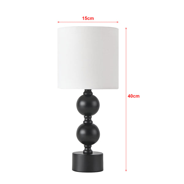 Lampada da Tavolo 'Wrexham' Base in Metallo Nero, Paralume / Abat-jour in Tessuto Bianco [lux.pro] 