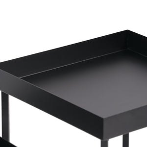 Set di 2 Tavolini 'Heinola' in Misure Diverse - Tavolini Bassi in Acciaio con Gambe a Croce e Piano con Bordi Laterali - Nero Opaco [en.casa] 