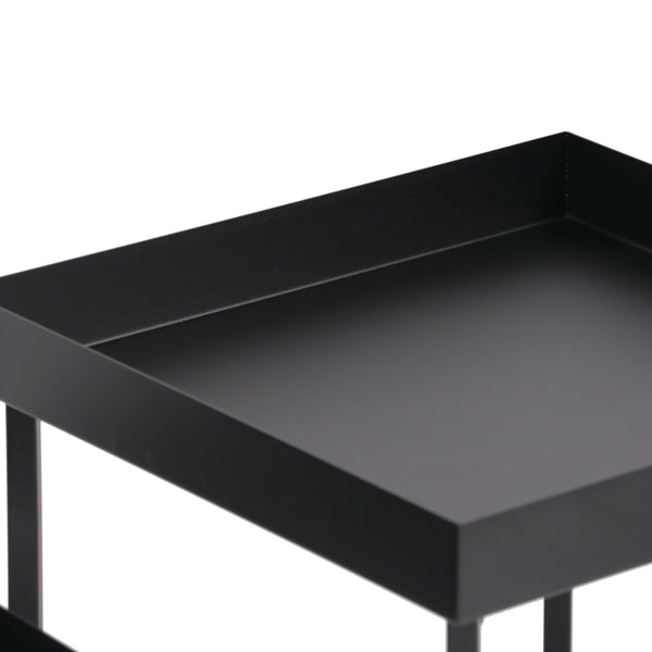 Set di 2 Tavolini 'Heinola' in Misure Diverse - Tavolini Bassi in Acciaio con Gambe a Croce e Piano con Bordi Laterali - Nero Opaco [en.casa] 