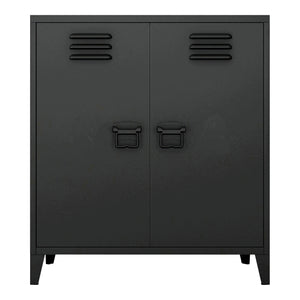 Casier de bureau métallique Oripää à 2 portes 90 x 80 x 33 cm noir mat [en.casa]
