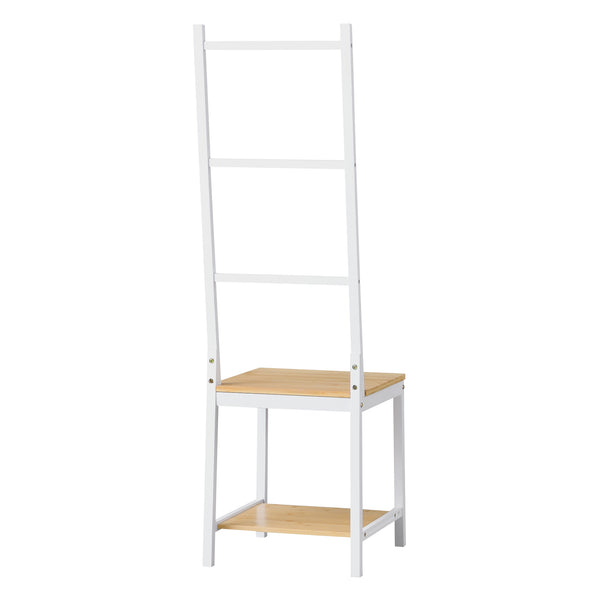 Servomuto 'Juuka' con Seduta - Portasciugamano con Ripiani - Bambù - Bianco/Effetto Legno [en.casa] 