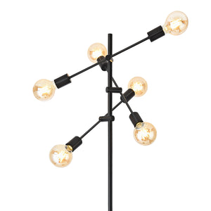Lampada da Terra 'Craigavon' con 6 Fonti di Luce Regolabili - Piantana in Metallo - Nero [lux.pro] 