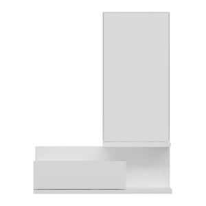 Mensola da Parete 'Gundsø' con Cassetto e Specchio - Mobile da Ingresso - Bianco [en.casa]