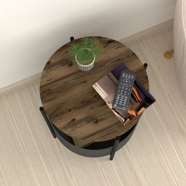 Beistelltisch Hofors 60x43cm Anthrazit / Eichenoptik, antik [en.casa]