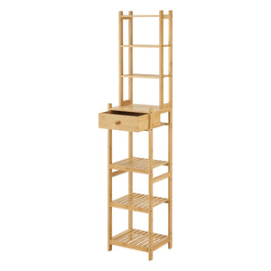 Scaffale a Torre in Bambù 'Siilinjärvi' con Cassetto e 7 Ripiani Portaoggetti [en.casa]