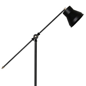 Lampada da Terra 'Peterborough' Piantana con Braccio Regolabile e Paralume a Cono Nero, Illuminazione Diretta Lampada a Stelo in Metallo - lux.pro 