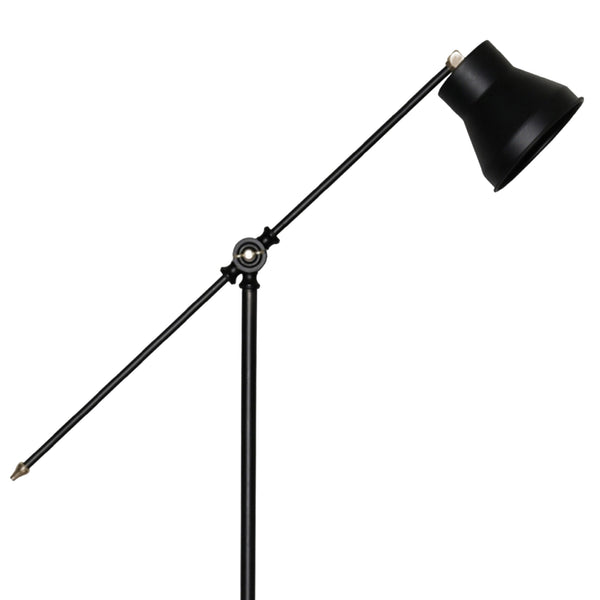 Lampada da Terra 'Peterborough' Piantana con Braccio Regolabile e Paralume a Cono Nero, Illuminazione Diretta Lampada a Stelo in Metallo - lux.pro 