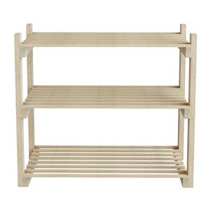 Scaffale Portascarpe 'Them' (AxLxP) 60 x 68 x 30 cm Scarpiera a 3 Ripiani Superfici a Doghe Scaffale Aperta in Legno di Pino [en.casa]
