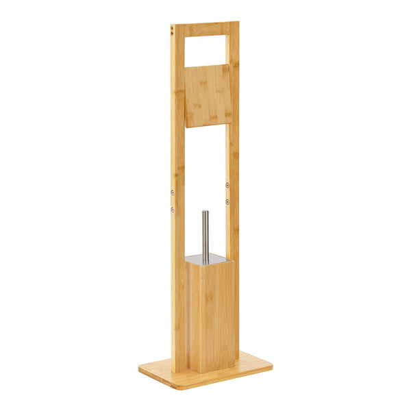 Porte papier toilette sur pied Västerås avec brosse bambou [en.casa]