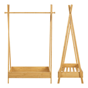 Portant à vêtements Sola pour enfant avec surface de stockage bambou [en.casa]