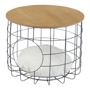 Set 'Haapajärvi' di 2 Tavolini Bassi a Forma di Cestello in Misure Diverse 2 Tavolini con Piano Rimovibile Base in Metallo con Cuscini Cucce per Gatti e Cagnolini [en.casa] 