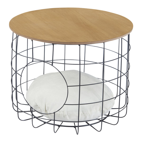 Set 'Haapajärvi' di 2 Tavolini Bassi a Forma di Cestello in Misure Diverse 2 Tavolini con Piano Rimovibile Base in Metallo con Cuscini Cucce per Gatti e Cagnolini [en.casa] 