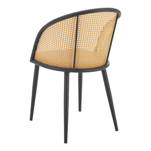 Set di 2 Sedie 'Gagnef' in Similpelle Marrone e Schienale in Rattan [en.casa] 