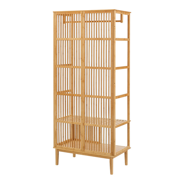 Portant à vêtements Vemb bambou 185 x 80 x 45 cm naturel [en.casa]