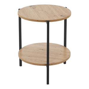Table d'appoint Kuopio ronde 50 x 40 cm noir et effet bois [en.casa]