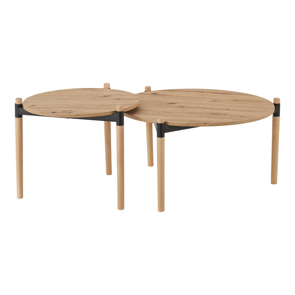 Table basse Kristinestad à double plateaux en bois de pin [en.casa]