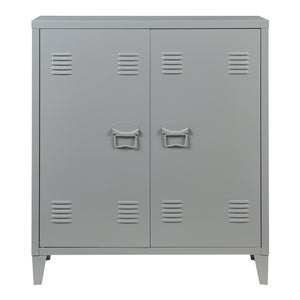 Casier de bureau métallique Oripää à 2 portes 90 x 80 x 33 cm gris foncé [en.casa]