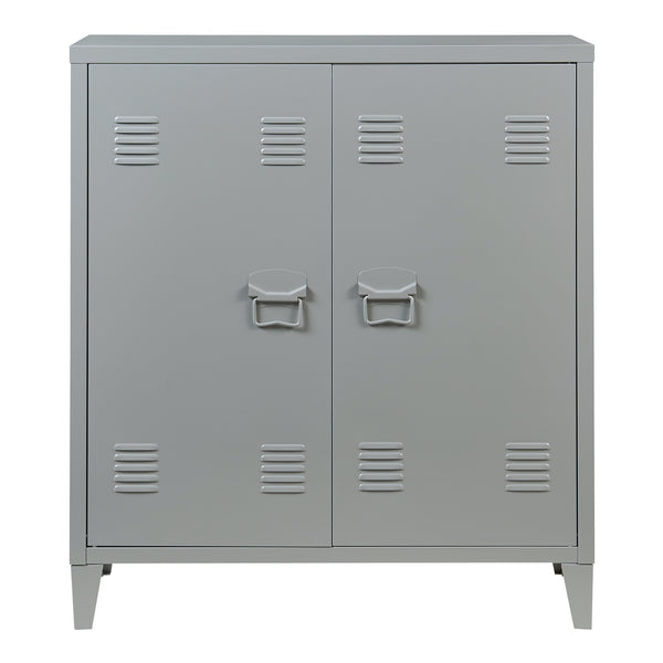 Casier de bureau métallique Oripää à 2 portes 90 x 80 x 33 cm gris foncé [en.casa]