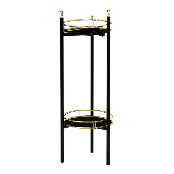 Support de plantes Oulainen à 2 niveaux métal 79 x 28 x 28 cm noir or [en.casa]
