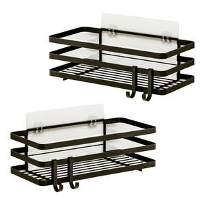 Duschablage ohne Bohren Pertunmaa 2er Set 25x12x7,5cm Schwarz [en.casa]