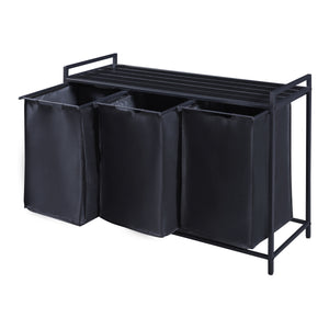 Mobile Portabiancheria Saltvik Sacchi Rimovibili Capienza 3x 45 L - Nero [en.casa] 