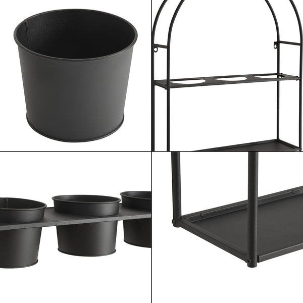 Portapiante Arcuato da Parete Merikarvia 65 x 52 x 15 cm Nero [en.casa] 