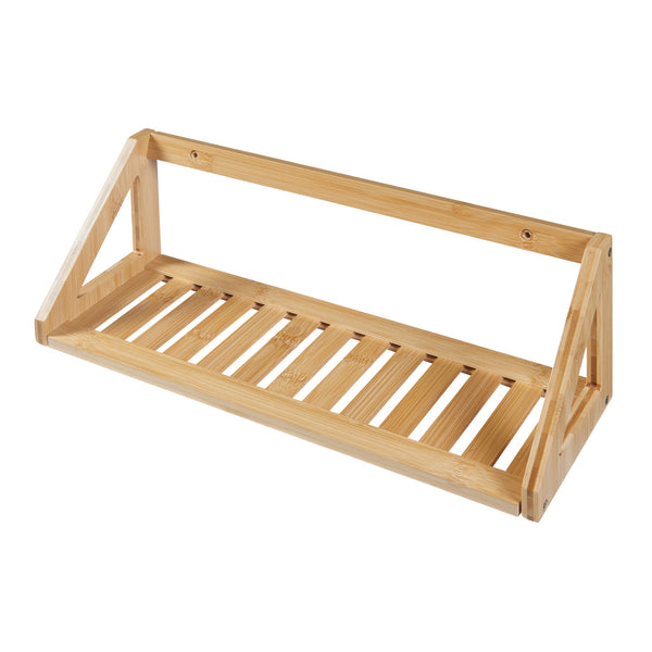 Set Gjerdrum di 2 Mensole da Muro con Piani a Doghe - Bambù Naturale [en.casa] 