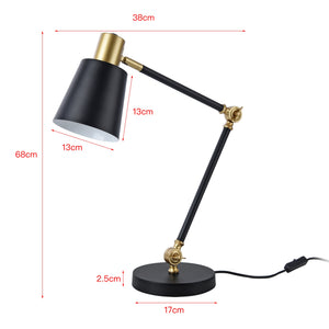 Lampe de table Abergele E27 métal 68 x 38 x 17 cm noir or blanc lux.pro