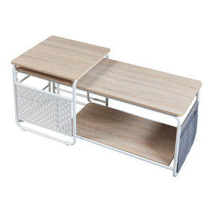 Ensemble de meuble TV et table d'appoint gigognes Dyrøy blanc effet chêne gris [en.casa]