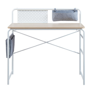 Bureau Dyrøy 98 x 98 x 46 cm blanc effet chêne gris [en.casa]