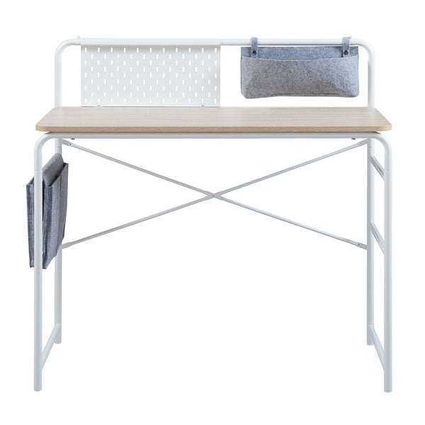 Bureau Dyrøy 98 x 98 x 46 cm blanc effet chêne gris [en.casa]