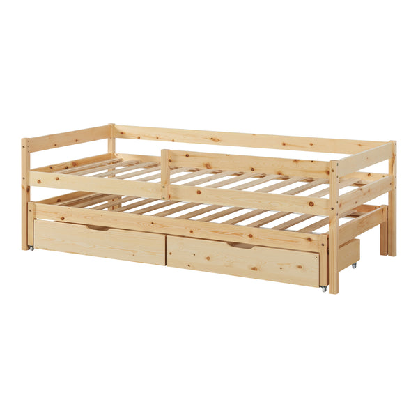 Lit gigogne pour enfant Sonkajärvi avec 2 tiroirs bois de pin 90 x 200 cm naturel [en.casa]