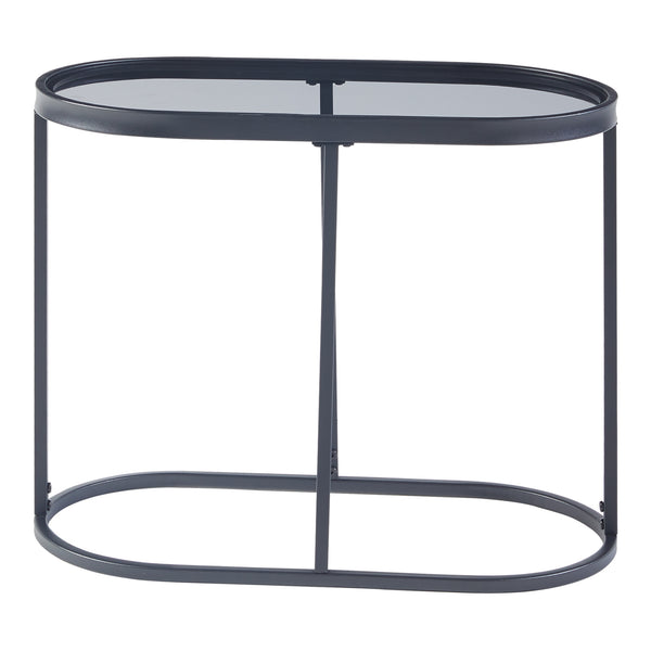 Table basse Luleå avec plateau ovale métal verre trempé 55 x 28 x 45 cm noir [en.casa]