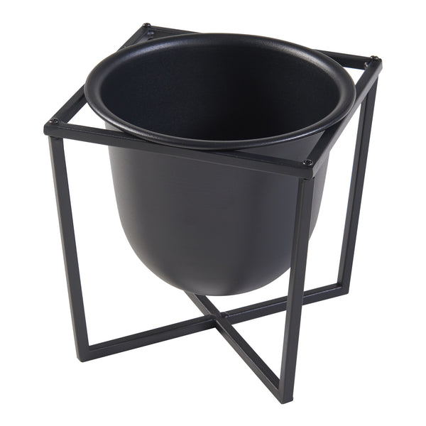 Set de 2 porte-plantes de tailles variées Nordmaling métal noir [en.casa]