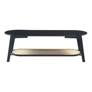 Table basse de salon Taivalkoski bambou 120 x 43 x 40 cm noir effet rotin [en.casa]