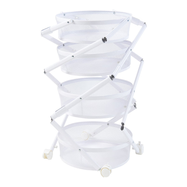 Chariot de service Sørreisa avec 4 étagères acier 123 x 38 cm blanc [en.casa]