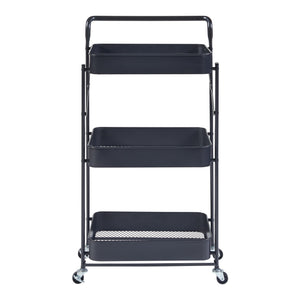 Carrello di Servizio Vörå con 3 Contenitori Telaio Pieghevole - Nero [en.casa]