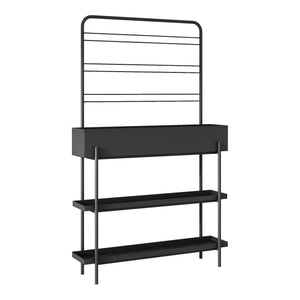 Porte-plantes surélevé Jaalsmeer avec étagère 154 x 96 x 24 cm noir casa.pro