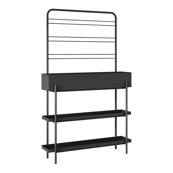 Porte-plantes surélevé Jaalsmeer avec étagère 154 x 96 x 24 cm noir casa.pro