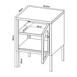 Table de chevet Karlskrona acier verre strié 60 x 43 x 40 cm noir mat [en.casa]