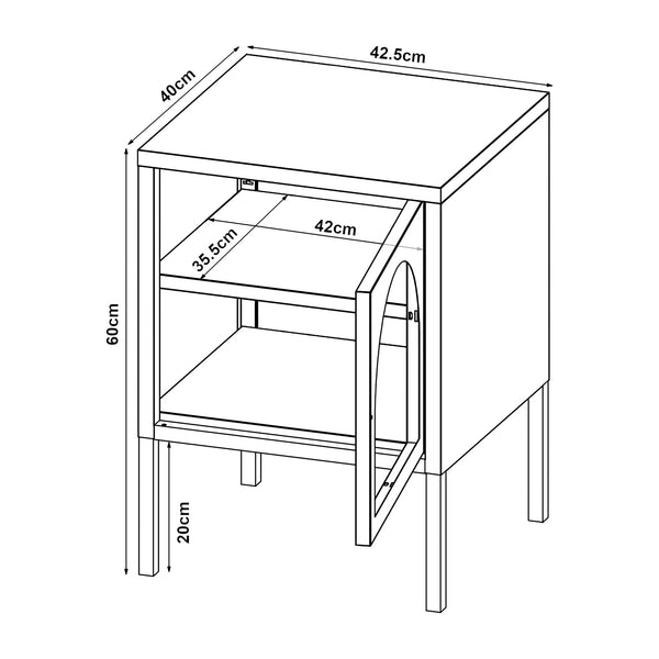 Table de chevet Karlskrona acier verre strié 60 x 43 x 40 cm noir mat [en.casa]